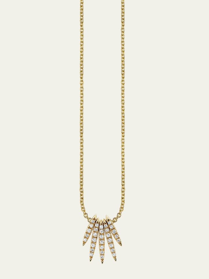 14k Yellow Gold Needle Drop Diamond Necklace