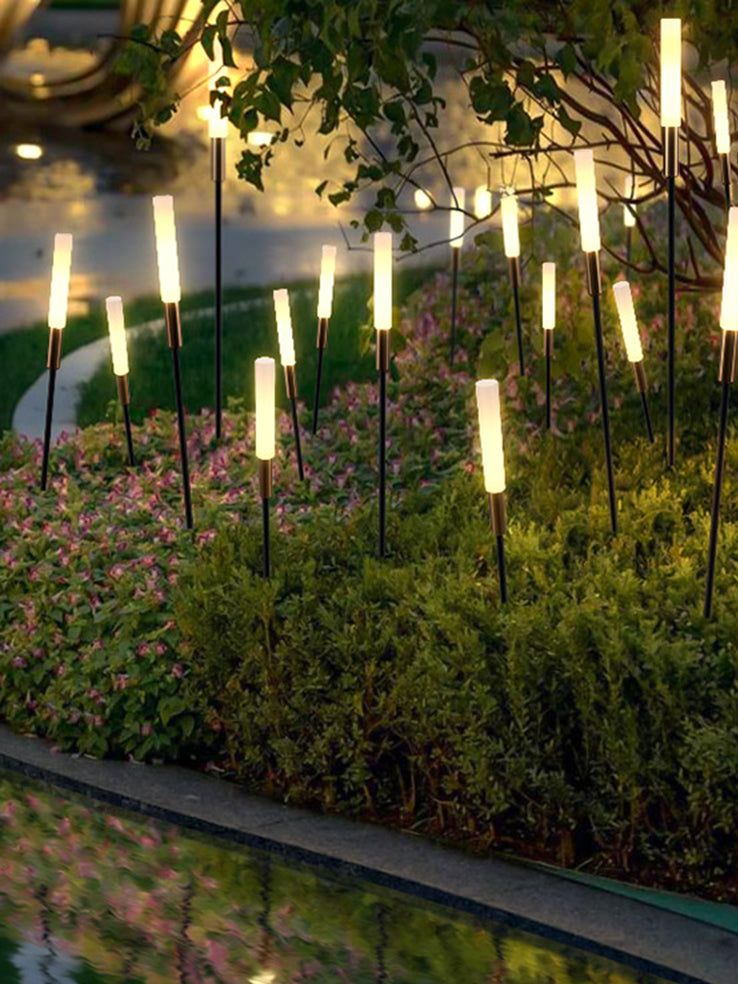 Ray Modern Metal Reed Solar Outdoor Black Post Light - Hardwired Transformer Included-65cm
