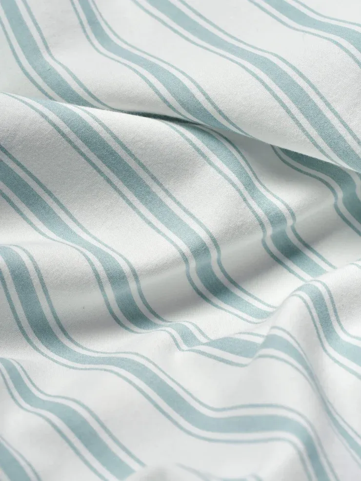 Cozy Earth, Soft-Wash Cotton Sheet Set in River and Sea Salt Stripe