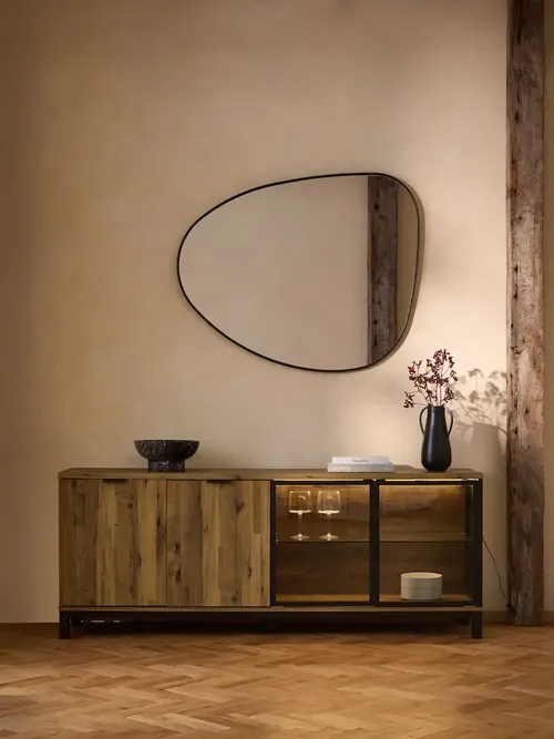 Dark Bronx Glass Lit Large Sideboard