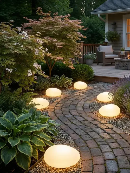 Solar Outdoor Pebble Stone Light, Waterproof