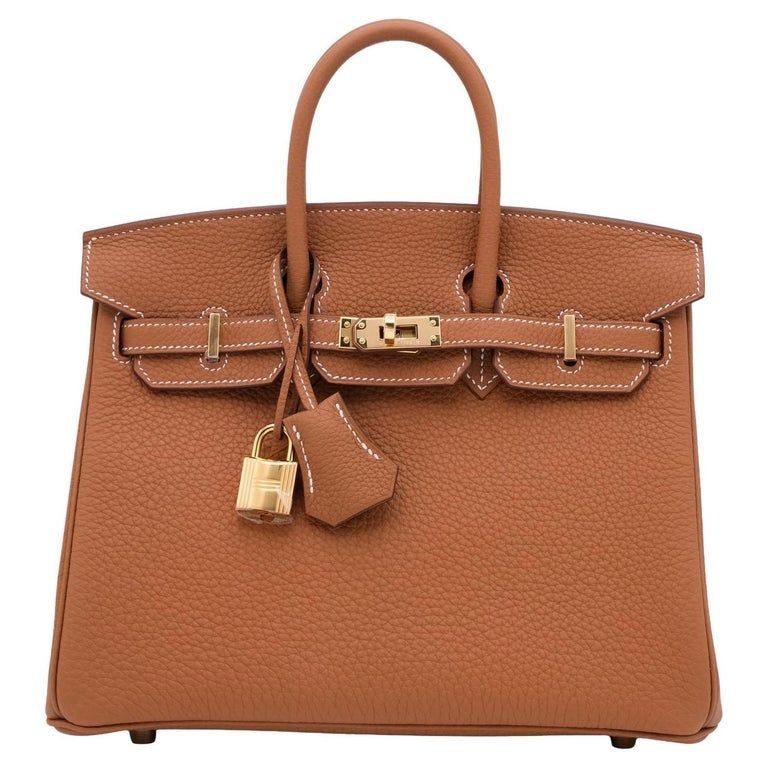 Hermes Birkin 25 Gold Togo Leather With Gold Hardware Handbag