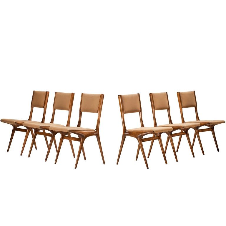 Carlo De Carli for Cassina '634' Dining Chairs in Walnut