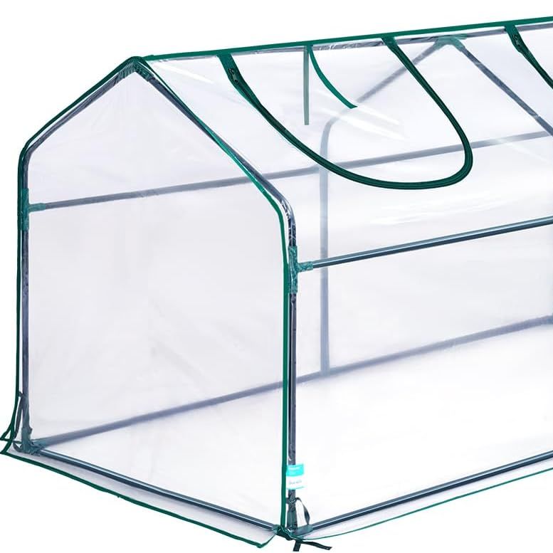 Quictent Portable Mini Cloche Greenhouse W/ Elevated Bottom, Reinforced High Light Transmission Waterproof Uv-Resistant Hot House for Indoor Outdoor, W/ 50 T-Shaped Plant Tag, 71" X 36" X 36" (clear)