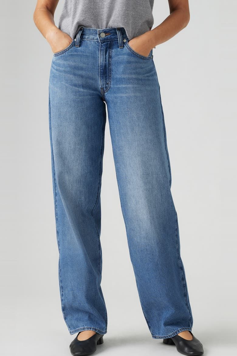Baggy Wide Leg Cotton &amp;amp; Linen Dad Jeans