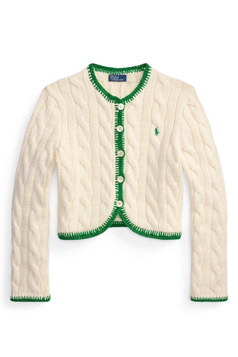 Whipstitch Trim Cable Stitch Cardigan