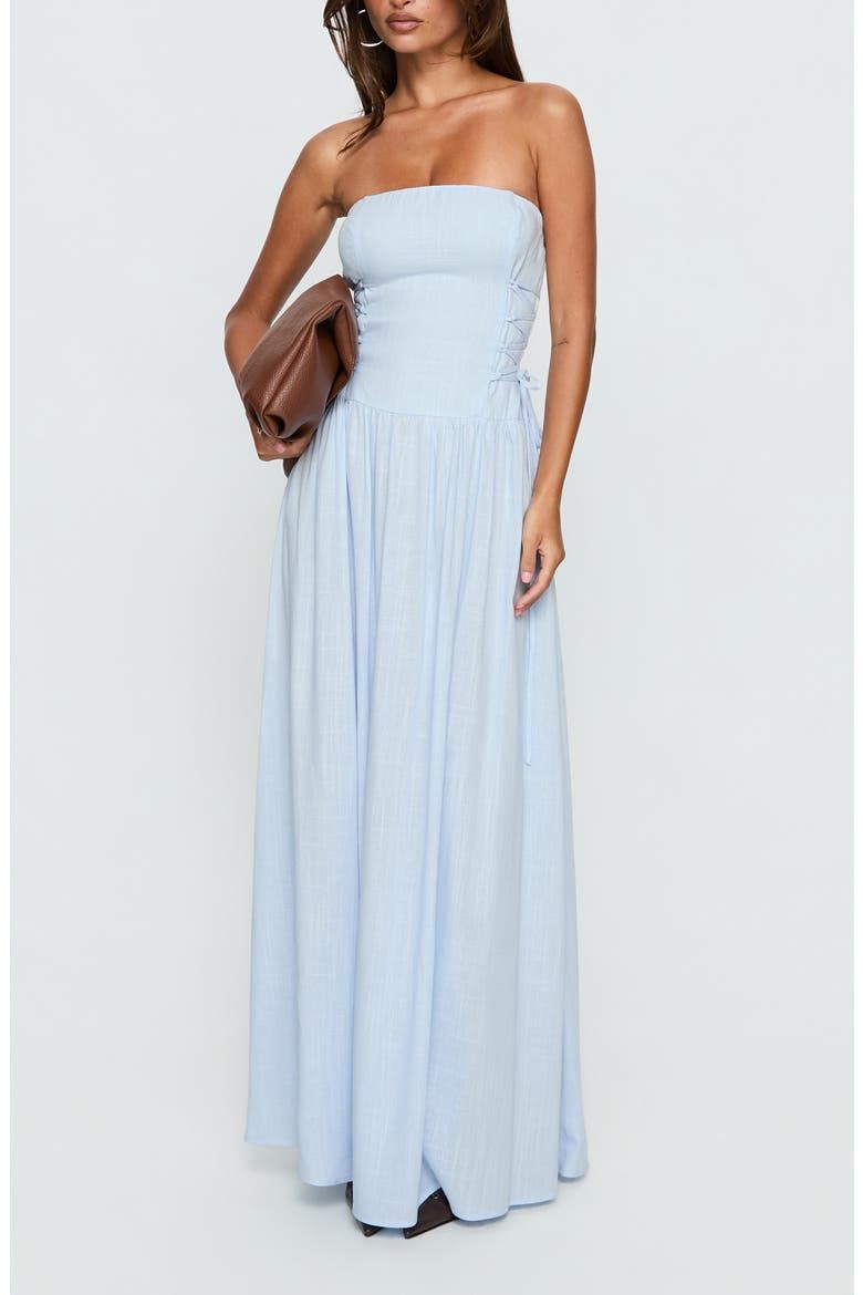 So Far so Good Strapless Linen Blend Maxi Dress