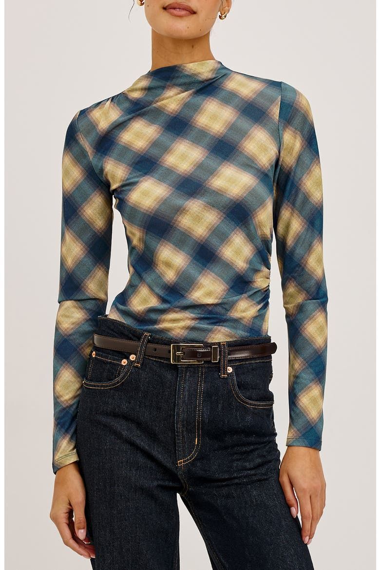 Joelle Plaid Mesh Top