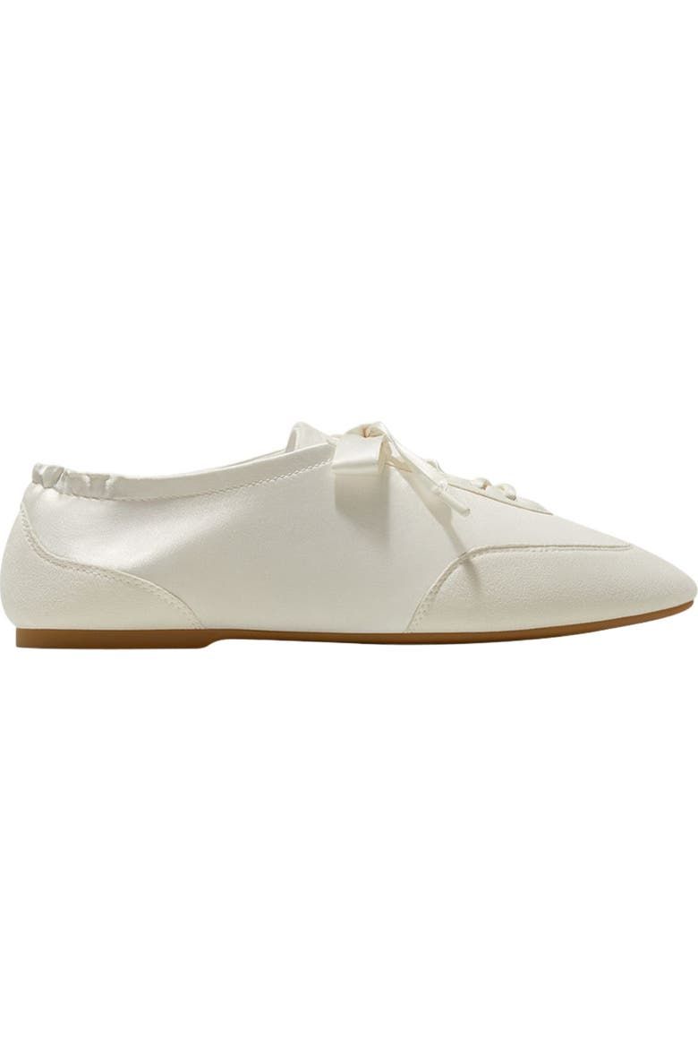 Square-Toe Lace-Up Satin Sneakerina