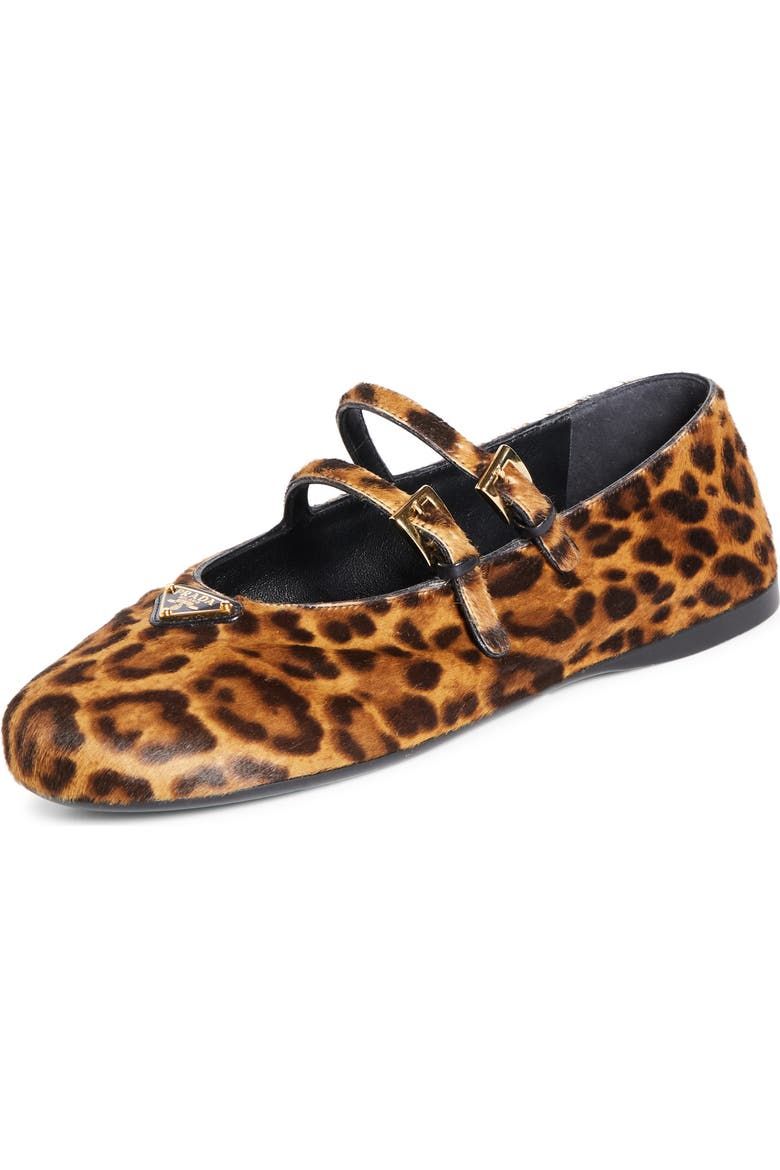 Double Strap Genuine Calf Hair Mary Jane Flat