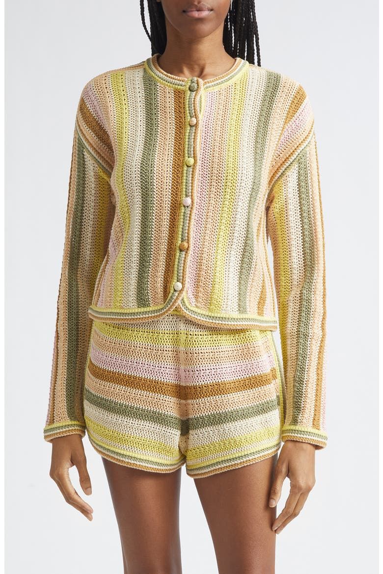 Indra Stripe Cotton Open Stitch Cardigan