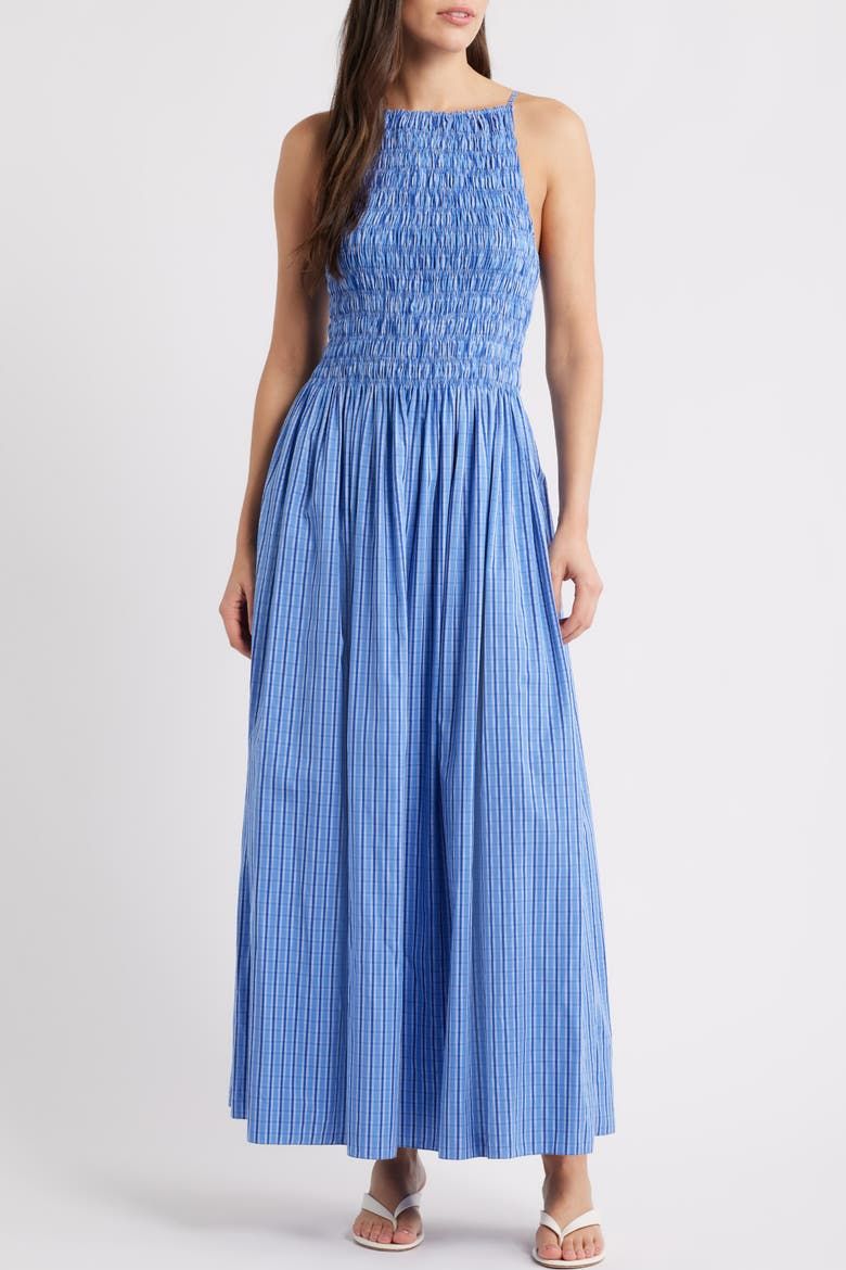 Laia Gingham Shirred Bodice Maxi Dress