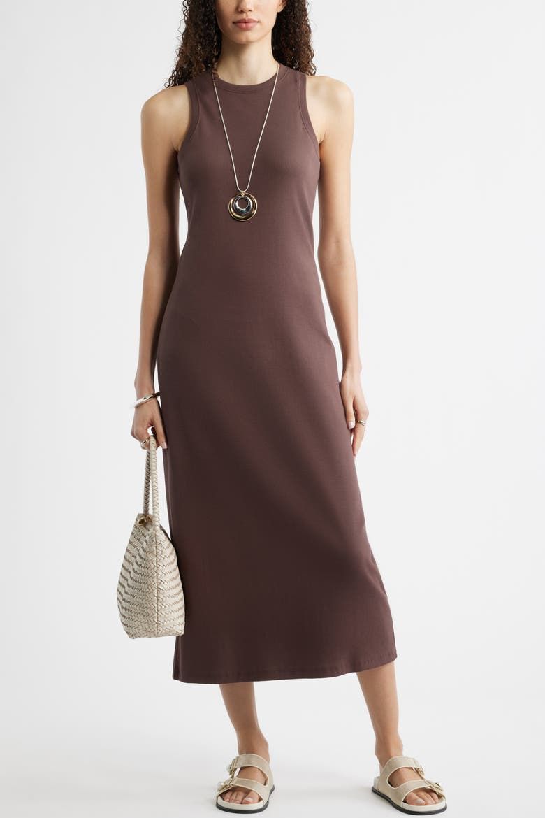 Stretch Cotton Microrib Tank Dress