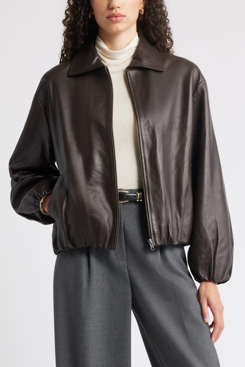Bubble Hem Leather Jacket