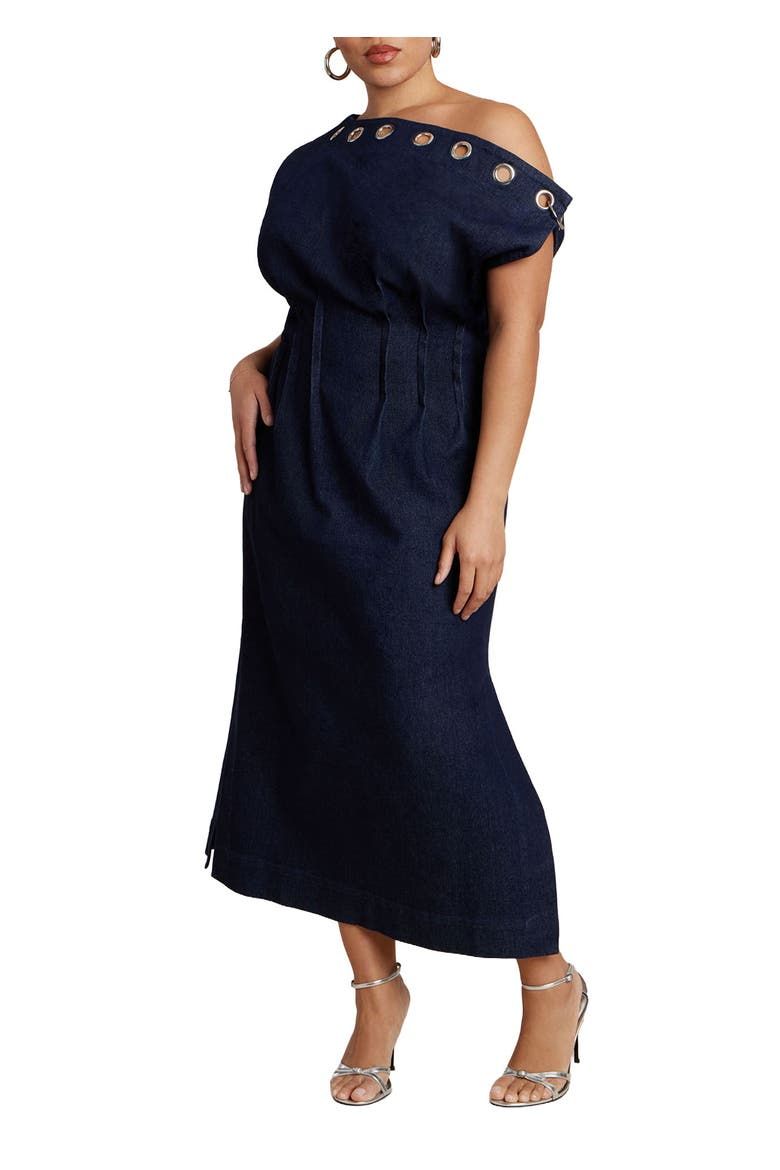 Grommet Detail Denim Dress