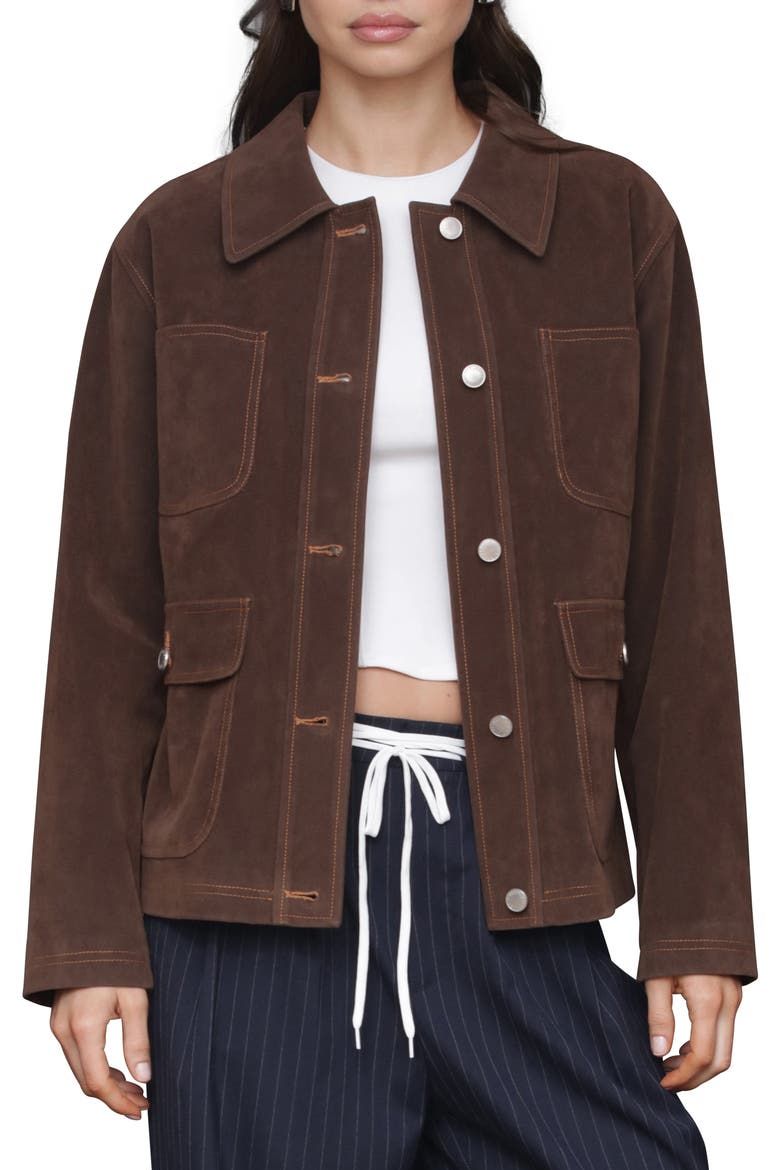 Faux Suede Crop Barn Jacket