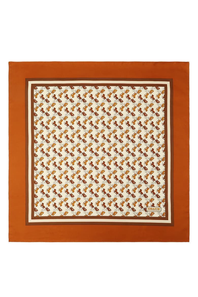 Horse &amp;amp; Carriage Print Silk Square Scarf
