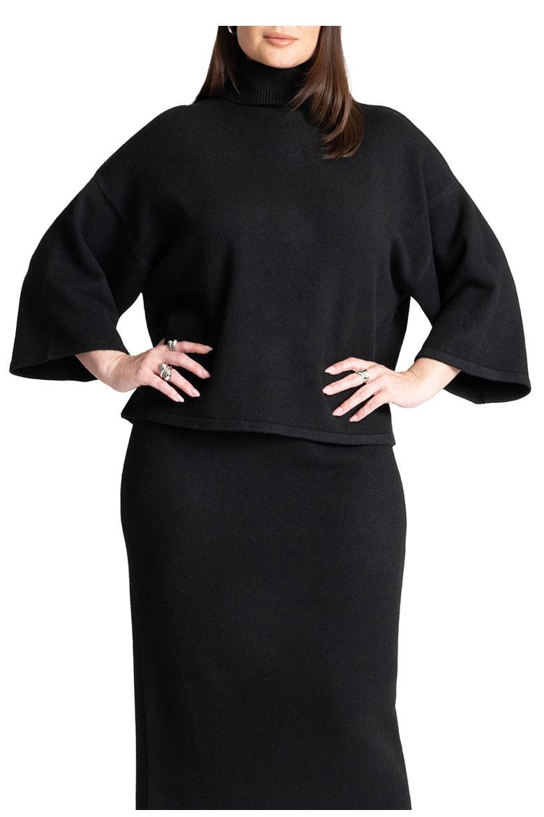 Boxy Three Quarter Sleeve Turtleneck