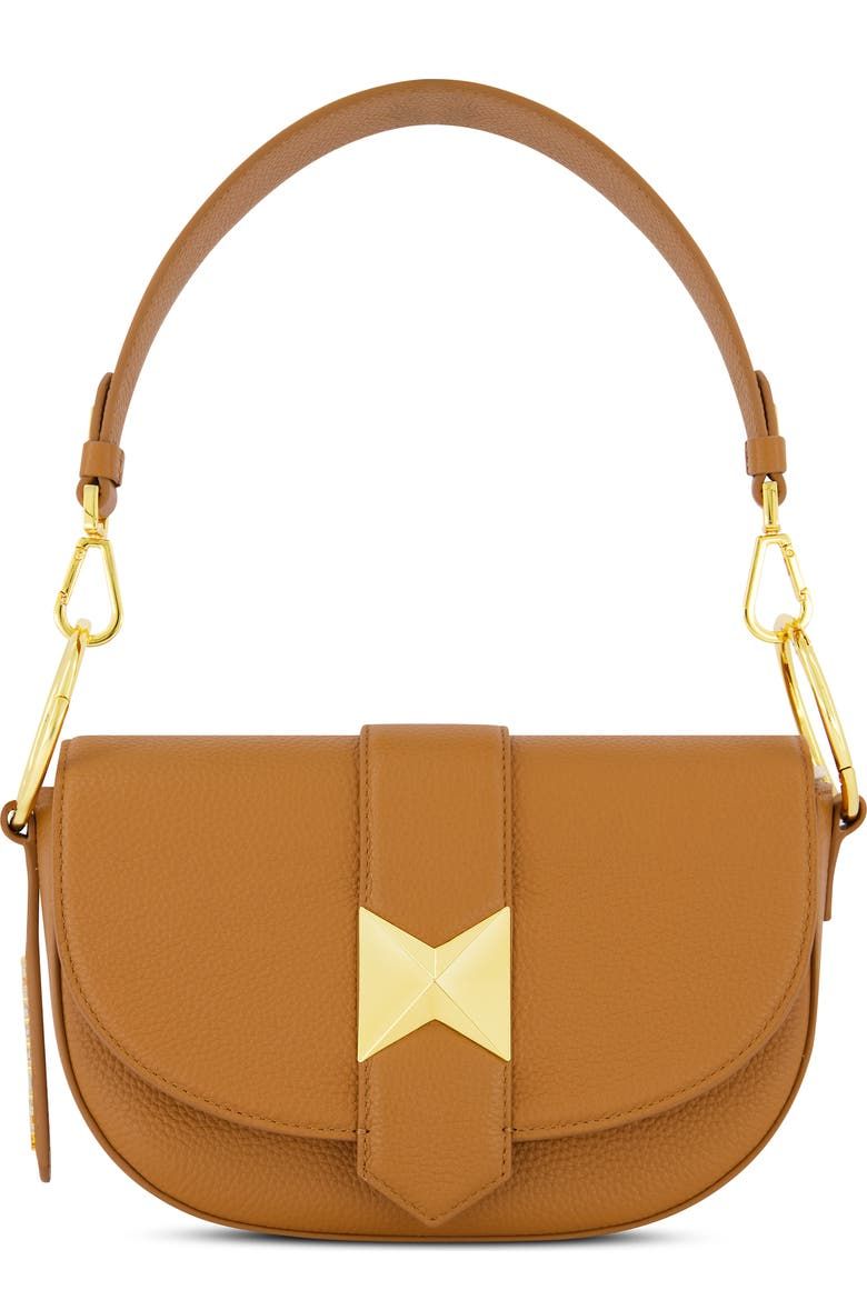 Bolso Saddle de piel granulada con herrajes chapados en oro