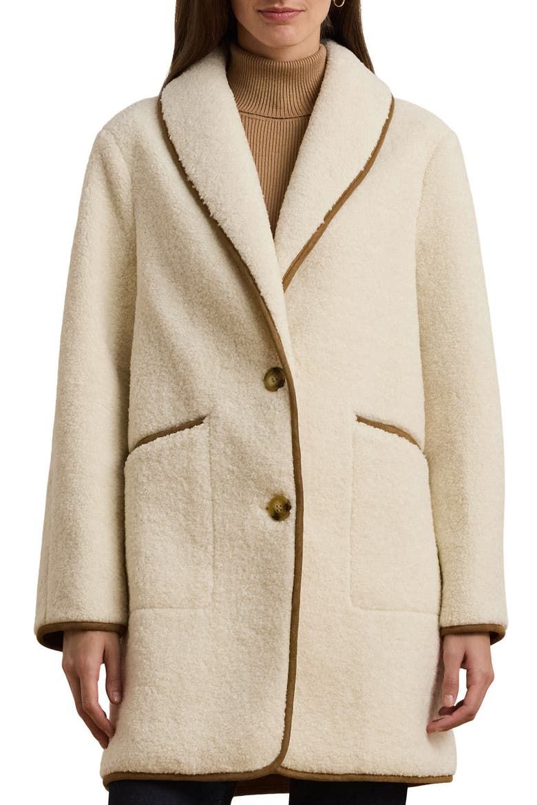 Shawl Collar Faux Shearling Coat