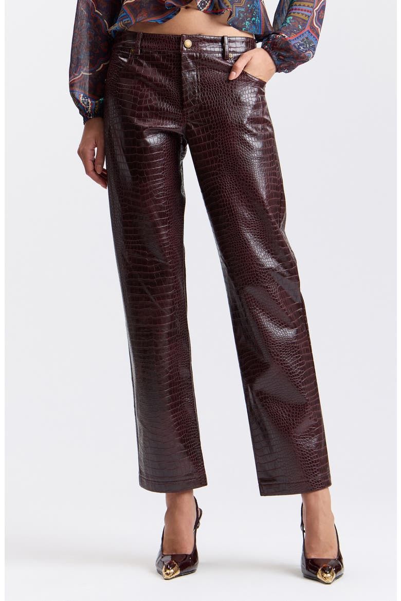 Croc Embossed Faux Leather Pants
