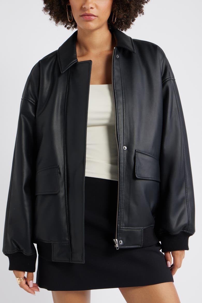 Oversize Faux Leather Jacket