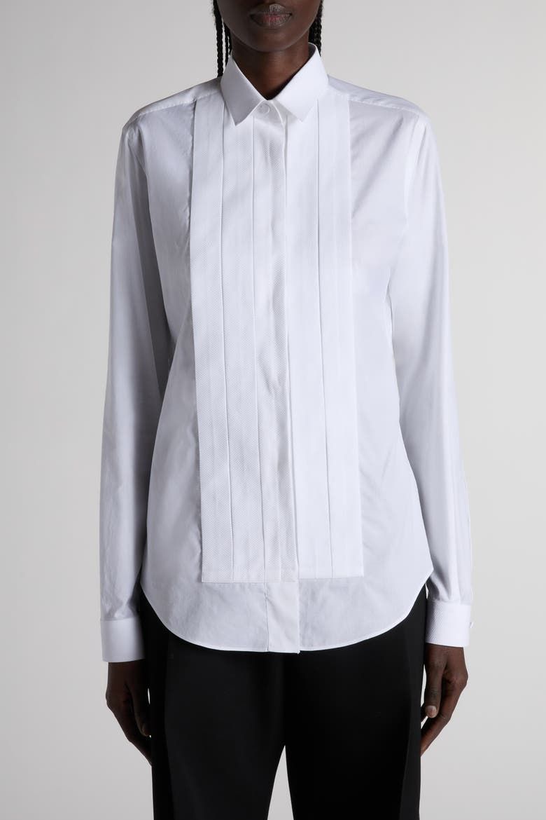 Pleated Bib Cotton Twill Shirt