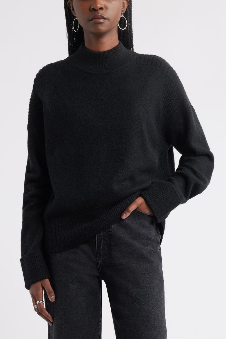 Rib Detail Mock Neck Sweater