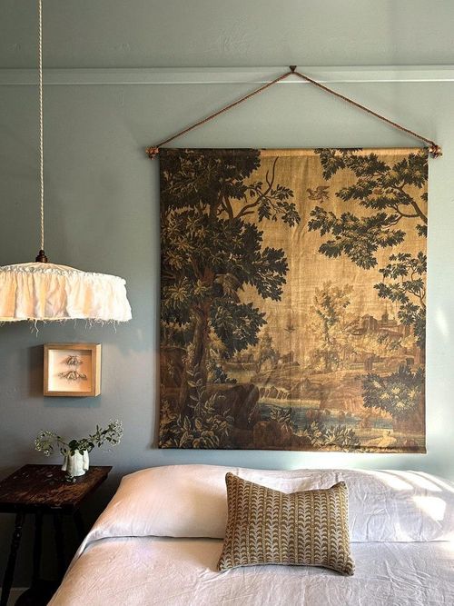 RambleInteriors Handmade 100% Linen 'golden Tapestry' Wall Hanging 