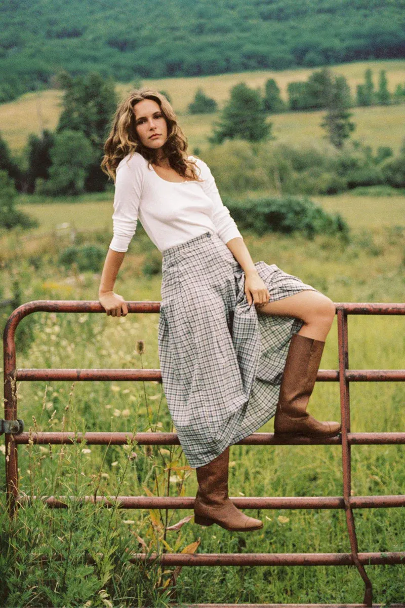 Christy Dawn, The Rhoda Skirt | Slate Gingham