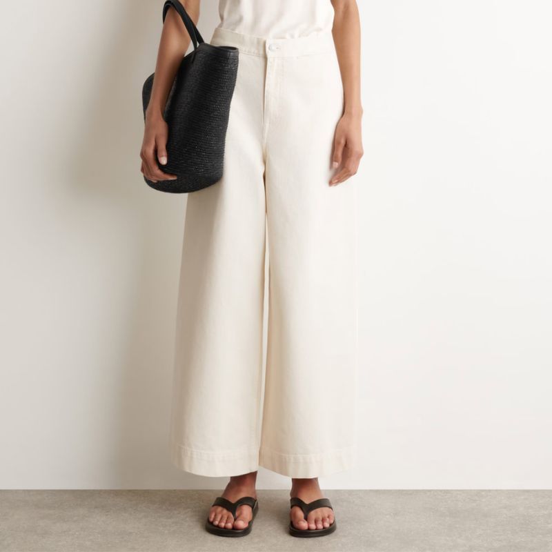 Image of white wide-leg trouser