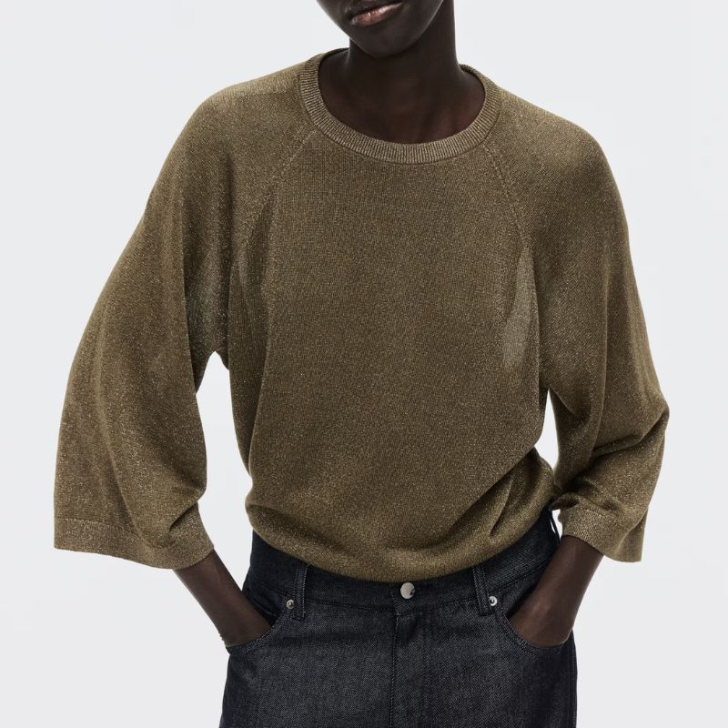 gold metallic knit tee