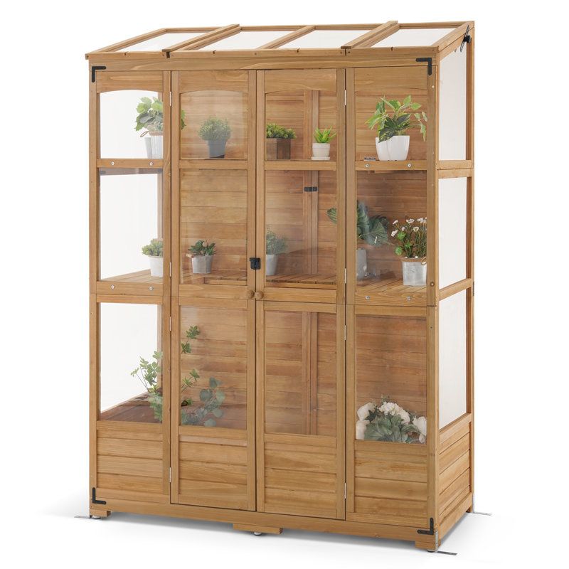 Mcombo 57.9" W X 28.5" D Wooden Greenhouse With Openable Roof and Lockable Door &amp;amp; Reviews | Wayfair