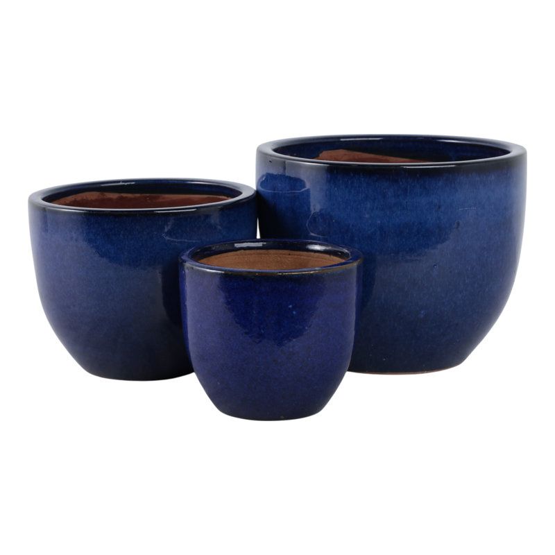Winston Porter Clay Planter Set - Durable Rounded Ceramic Planters With Smooth Textured Design and Minimalist Style for Indoor or Outdoor Display - Set of 3 | Wayfair