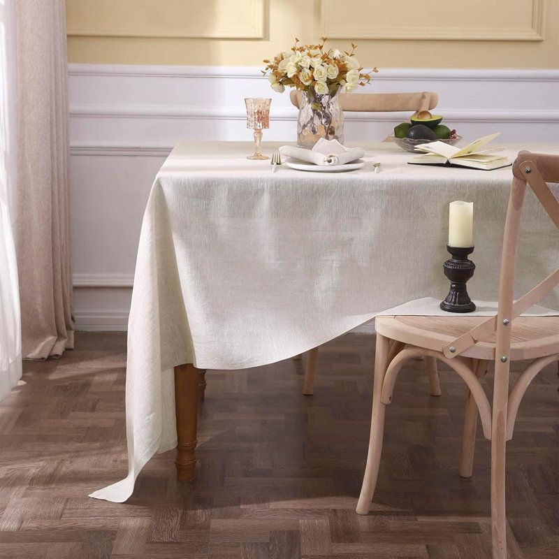 Gracie Oaks Textured Tablecloth 100% Linen Table Cloth | Wayfair