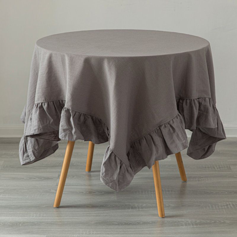 One Allium Way&amp;reg; 100% Pure Linen Washable Tablecloth With Ruffle Trim &amp;amp; Reviews | Wayfair