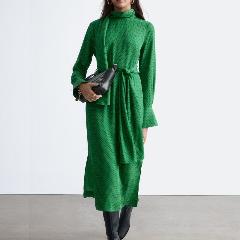 green scarf dress
