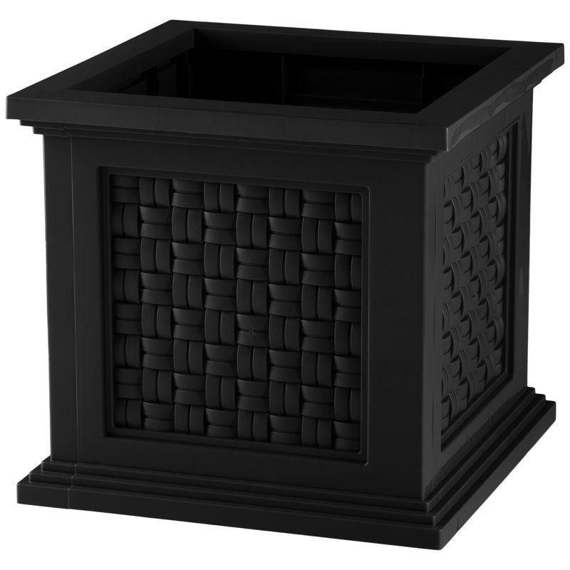 Winston Porter Shalo Rattan Design Planter Box - Decorative Outdoor Flower or Plant Pot - Garden D&amp;eacute;cor &amp;amp; Reviews | Wayfair
