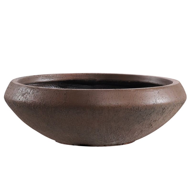17 Stories Concrete Bowl Planter, 19 Inch Dia Large Succulent Pot With Drain Hole, Lotus Planter 16.7-Inch Opening Flowerpot for Herbs, Bonsai, and Shallow-Root Plants, Indoor &amp;amp; Outdoor Garden, Patio Decor, Medium-Rust &amp;amp; Reviews | Wayfair
