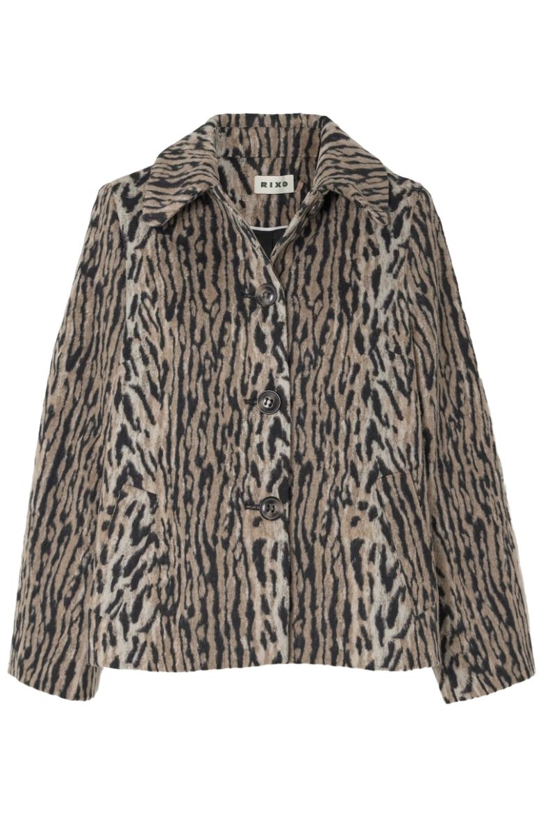 Rixo Tommie Leopard-Print Felt Jacket