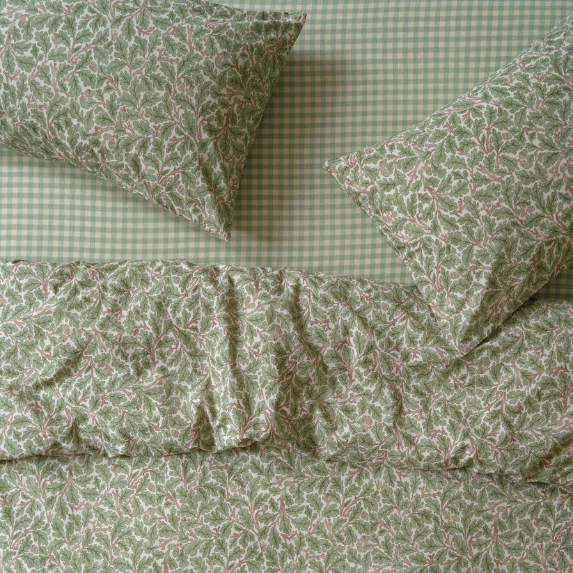 Piglet in Bed, Leafy Arbour Oak Washed Cotton Percale Duvet Cover