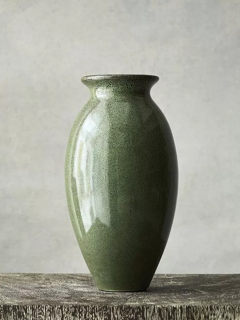 West Elm Ceramic Bud Vase, H23cm, Cool Blue