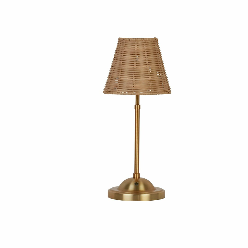LaRedoute, Loures Rechargeable Table Lamp with Rattan Shade in Gold