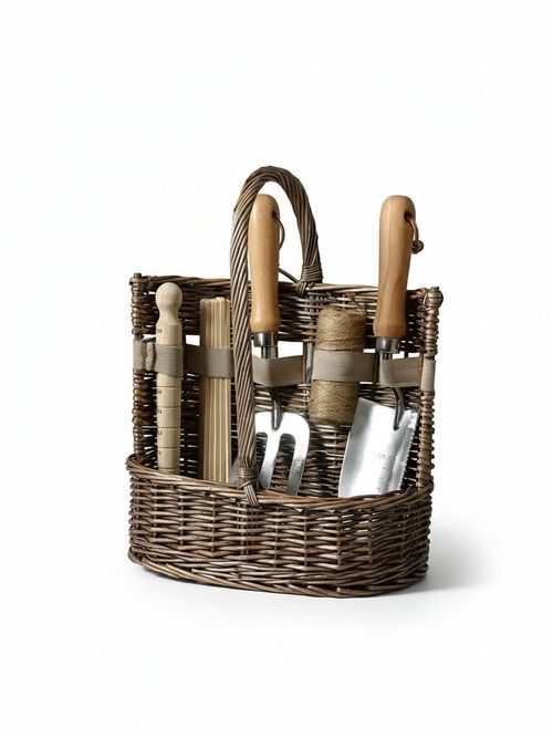 Home Accessories Small Antique Wash Deluxe Garden Tool Basket