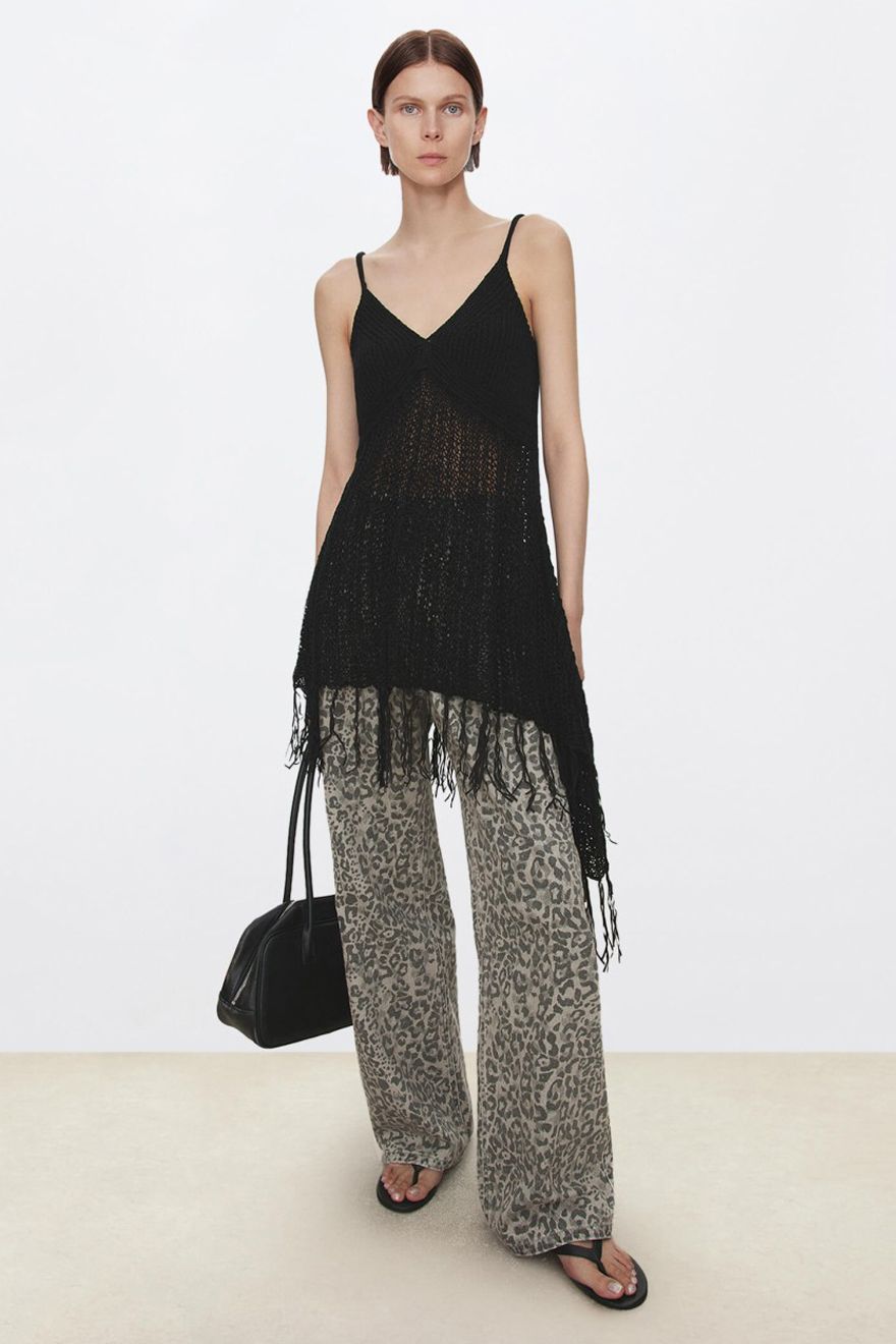 Hand-Crocheted Fringe Linen Cotton Lyocell Cami