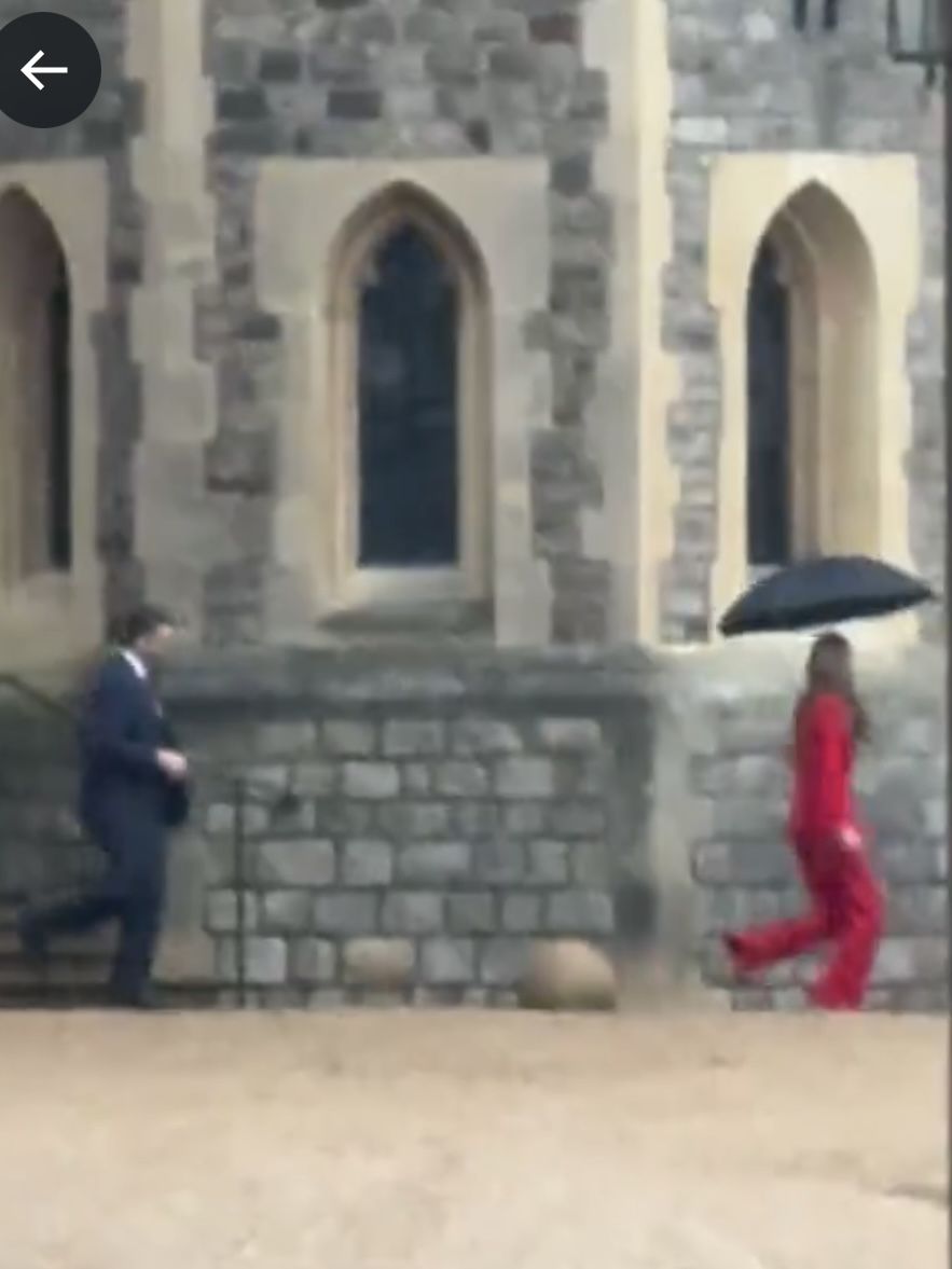 Princess Kate on a Rainy Day with an Umbrella at Windsor Castle