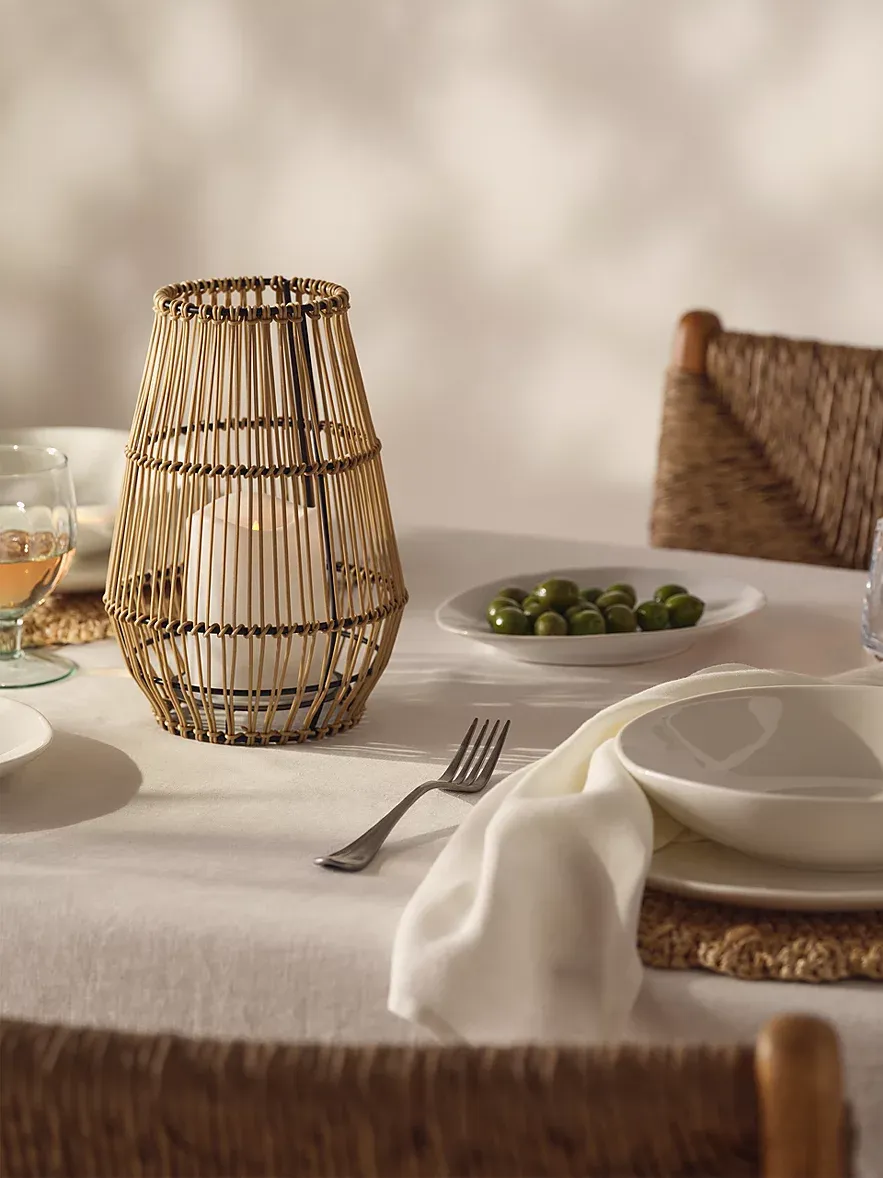 The White Company, Solar Wicker Lantern with LED Candle