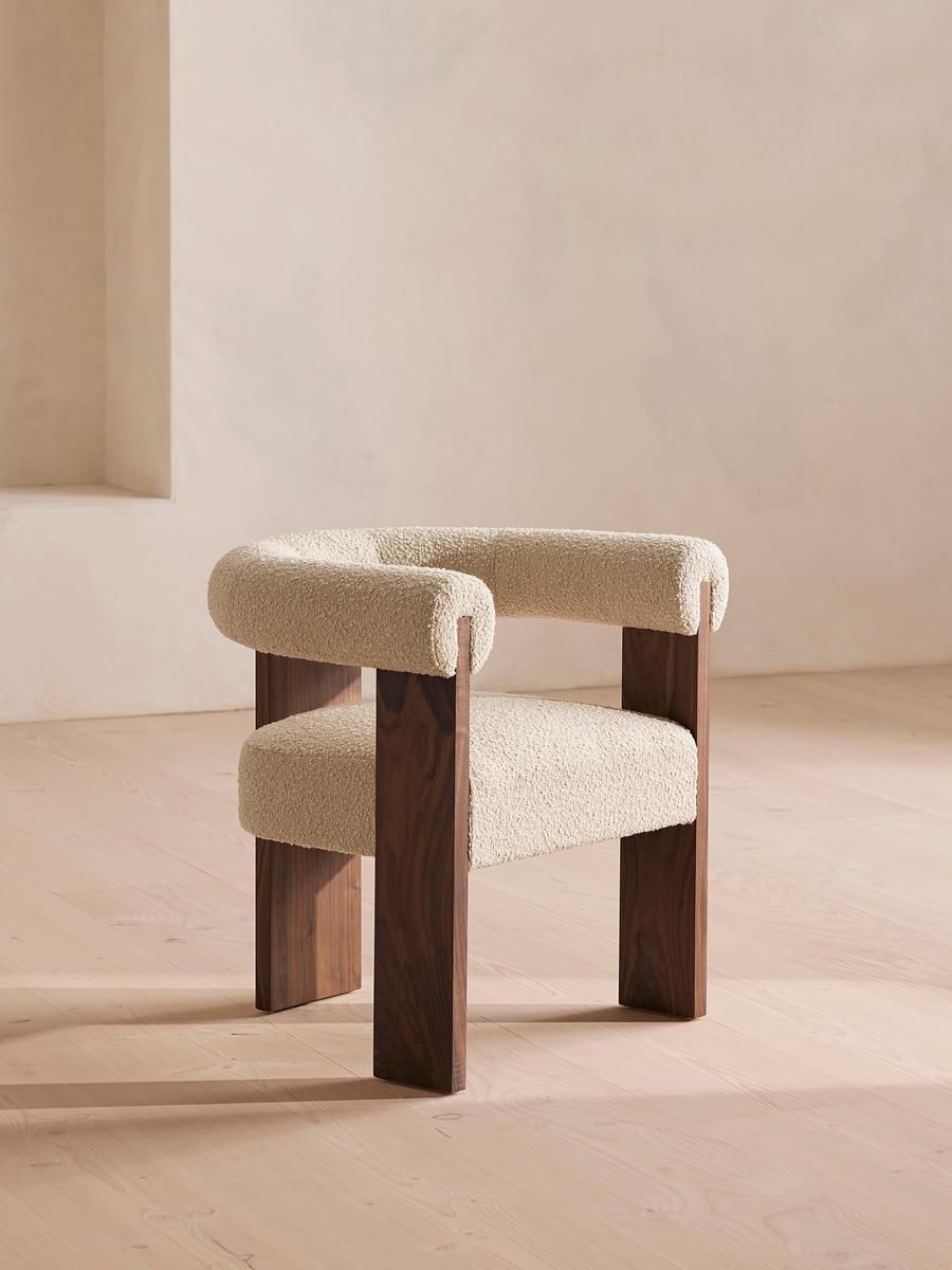 Eldon Dining Chair, Boucle, Walnut