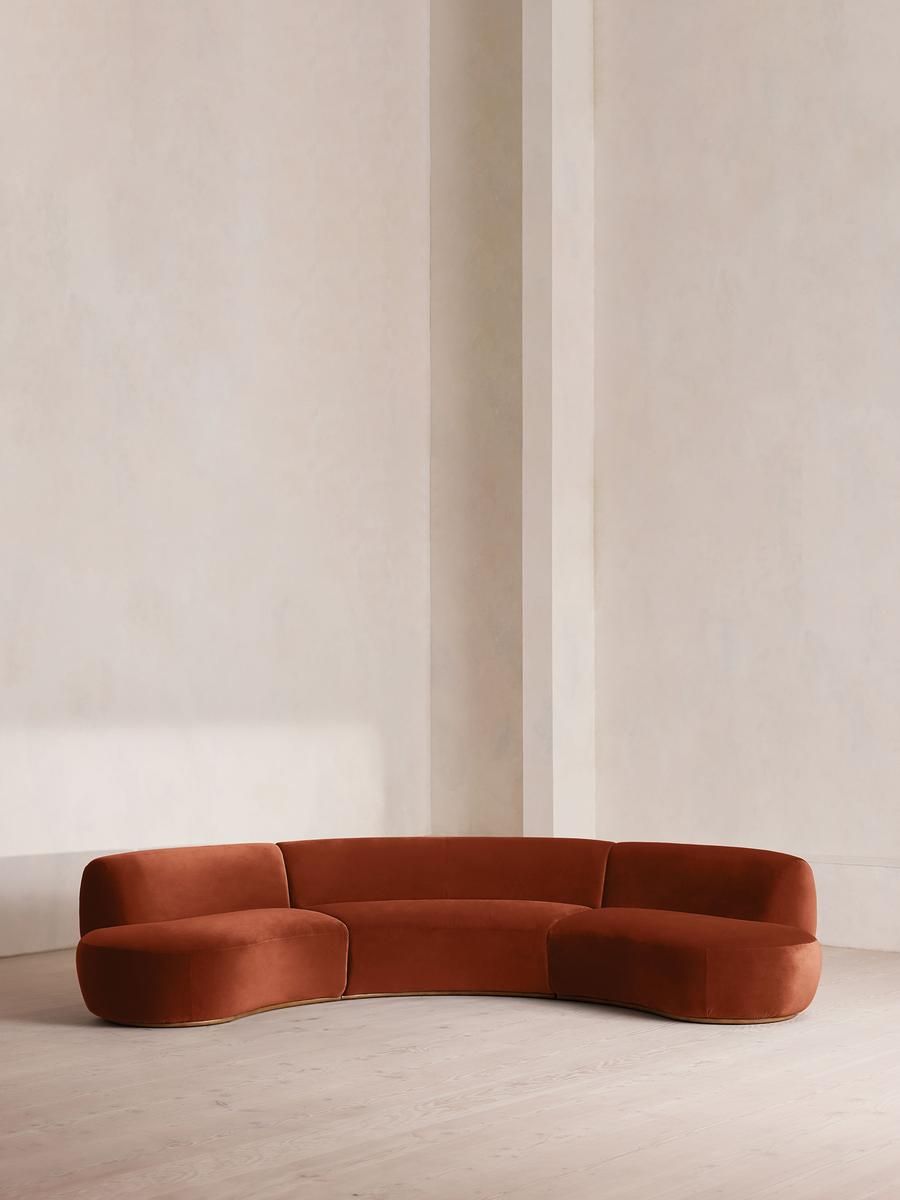 Aline Serpentine Modular Sofa, Four Seater, Rust Velvet, Uk