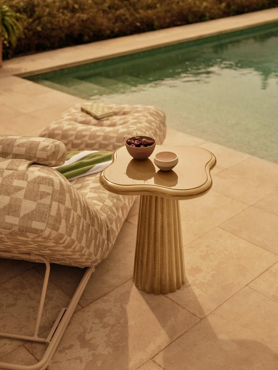 Dayton Outdoor Side Table, Concrete, Ochre